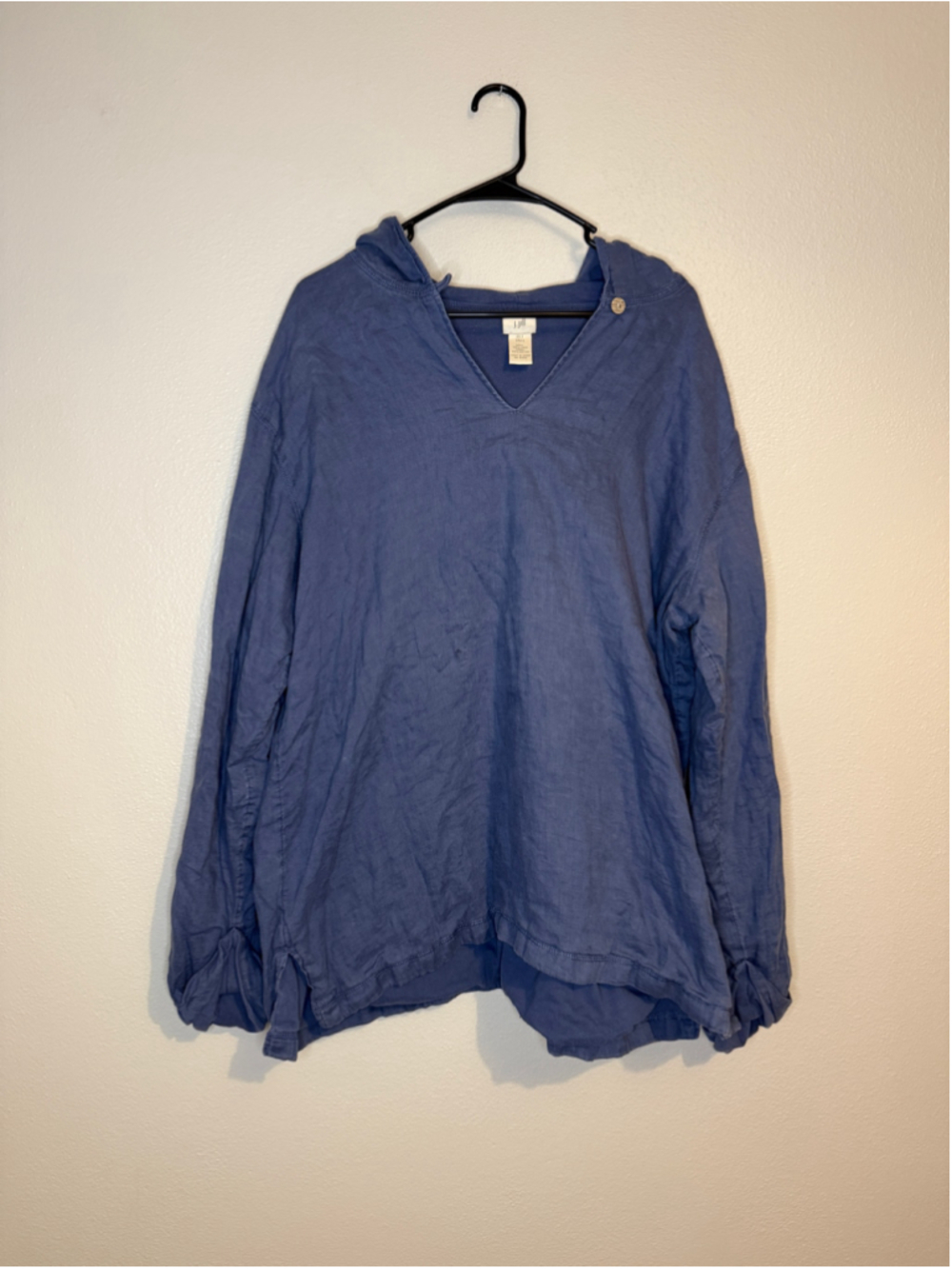 J. Jill Blue Linen Hooded Tunic Pullover XLT Tall